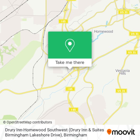 Drury Inn-Homewood Southwest (Drury Inn & Suites Birmingham Lakeshore Drive) map