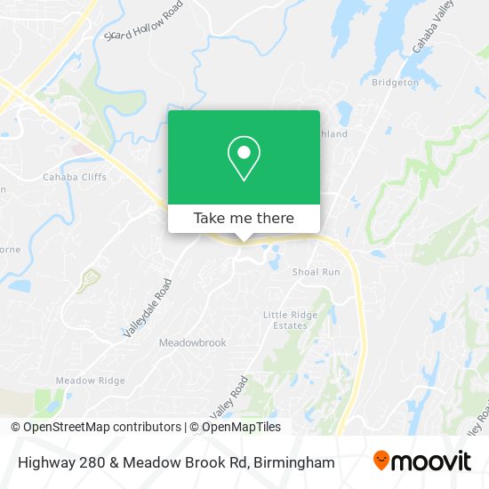 Highway 280 & Meadow Brook Rd map