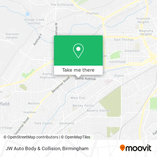 JW Auto Body & Collision map