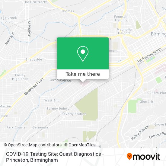 COVID-19 Testing Site: Quest Diagnostics - Princeton map