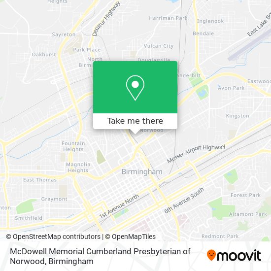 McDowell Memorial Cumberland Presbyterian of Norwood map