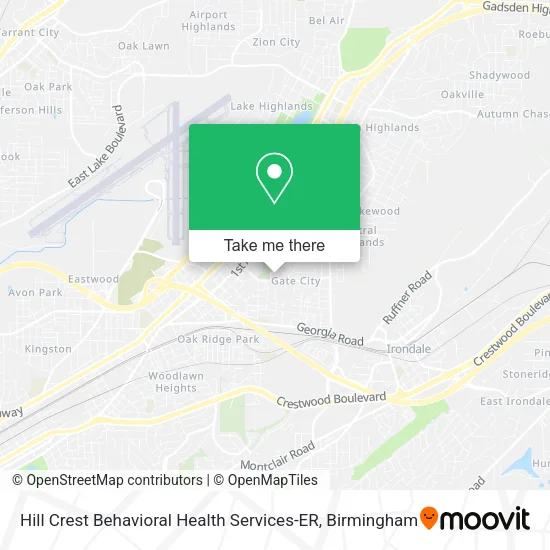 Mapa de Hill Crest Behavioral Health Services-ER
