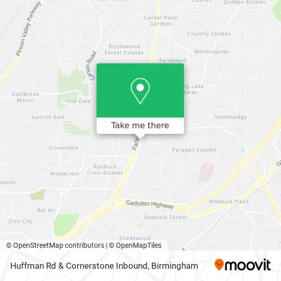 Huffman Rd & Cornerstone Inbound map