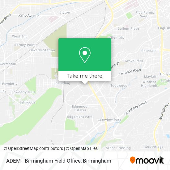 ADEM - Birmingham Field Office map