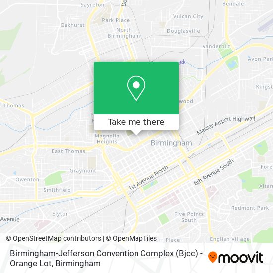 Mapa de Birmingham-Jefferson Convention Complex (Bjcc) - Orange Lot