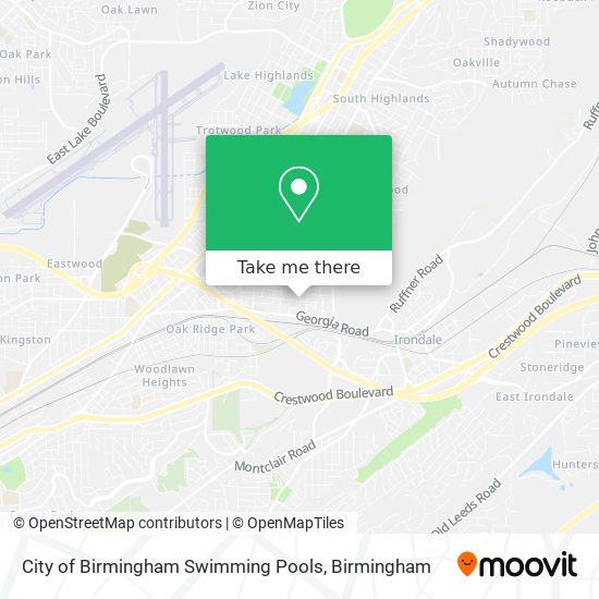 City of Birmingham Swimming Pools map