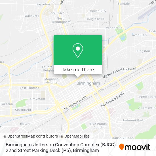 Mapa de Birmingham-Jefferson Convention Complex (BJCC) - 22nd Street Parking Deck (P5)