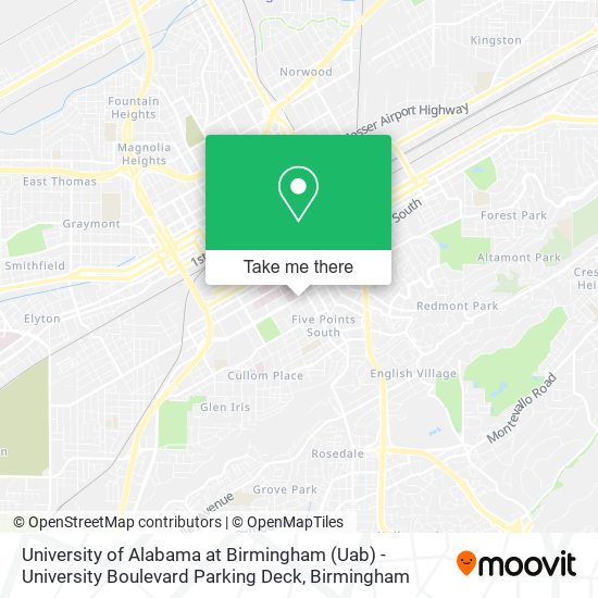 University of Alabama at Birmingham (Uab) - University Boulevard Parking Deck map