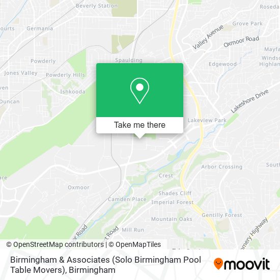 Mapa de Birmingham & Associates (Solo Birmingham Pool Table Movers)