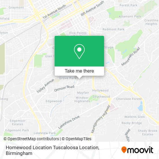 Homewood Location Tuscaloosa Location map
