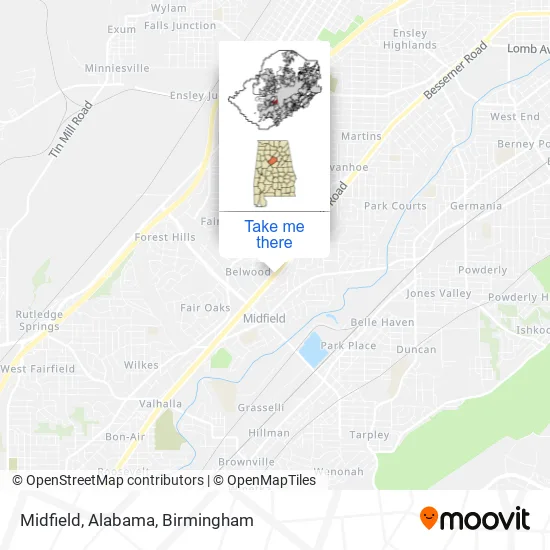 Midfield, Alabama map