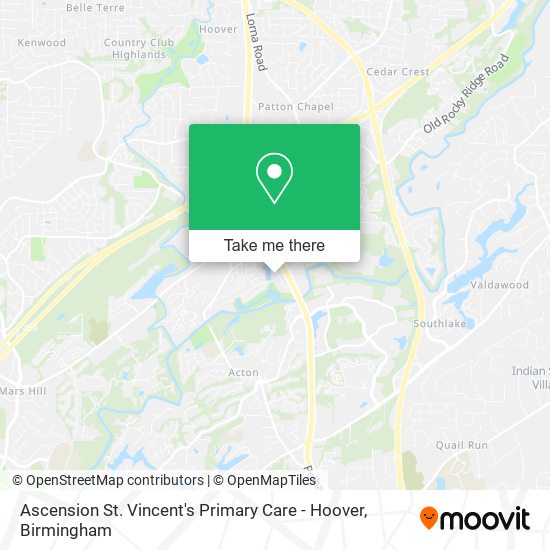 Mapa de Ascension St. Vincent's Primary Care - Hoover