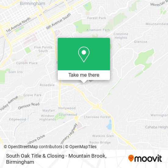 Mapa de South Oak Title & Closing - Mountain Brook