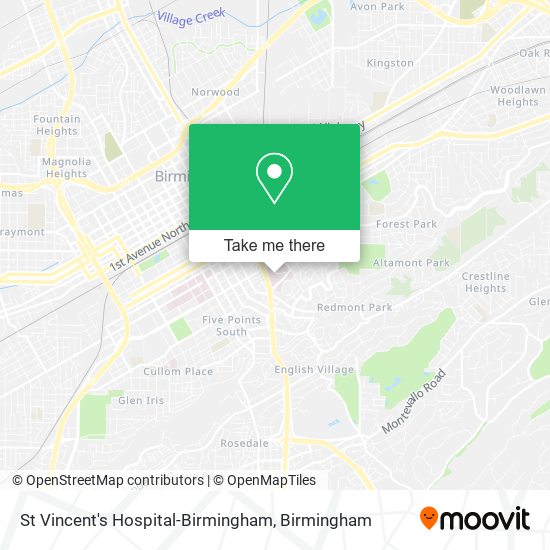 St Vincent's Hospital-Birmingham map