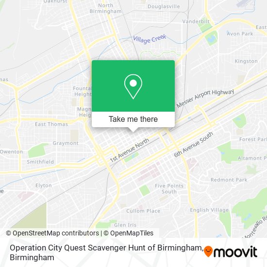 Mapa de Operation City Quest Scavenger Hunt of Birmingham