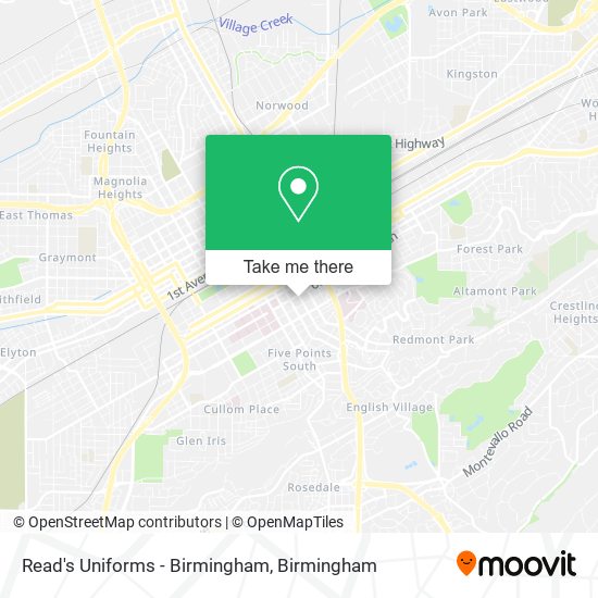 Read's Uniforms - Birmingham map