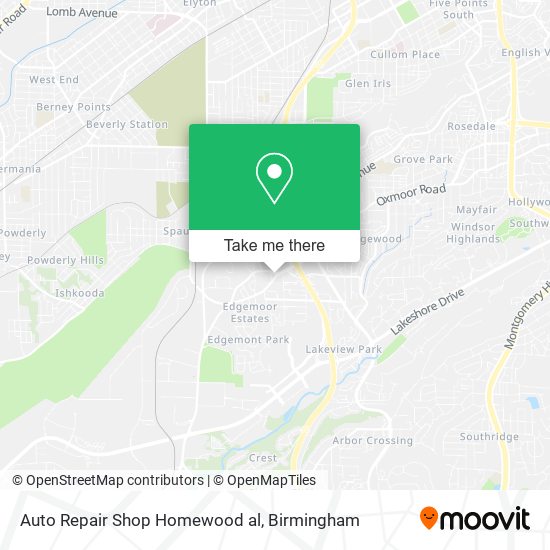 Auto Repair Shop Homewood al map