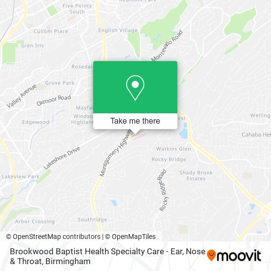 Brookwood Baptist Health Specialty Care - Ear, Nose & Throat map