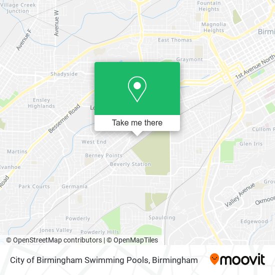 Mapa de City of Birmingham Swimming Pools