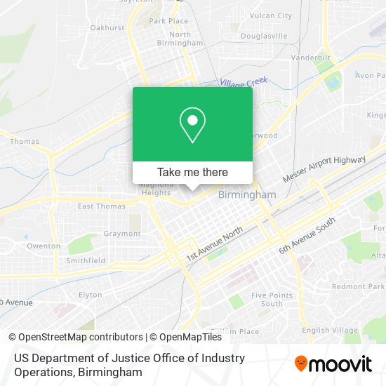 US Department of Justice Office of Industry Operations map