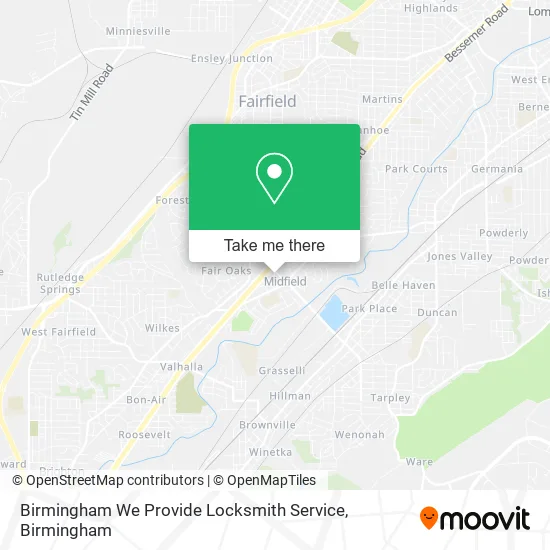 Birmingham We Provide Locksmith Service map