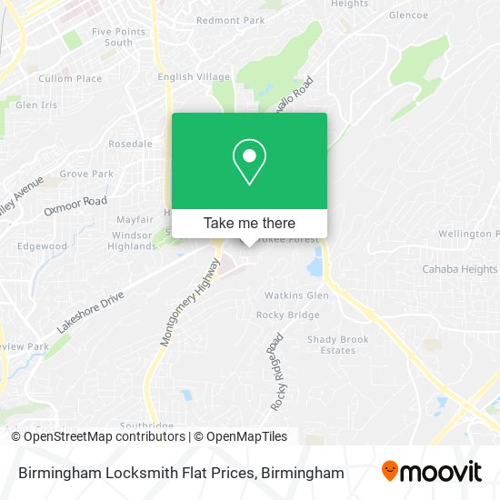 Birmingham Locksmith Flat Prices map