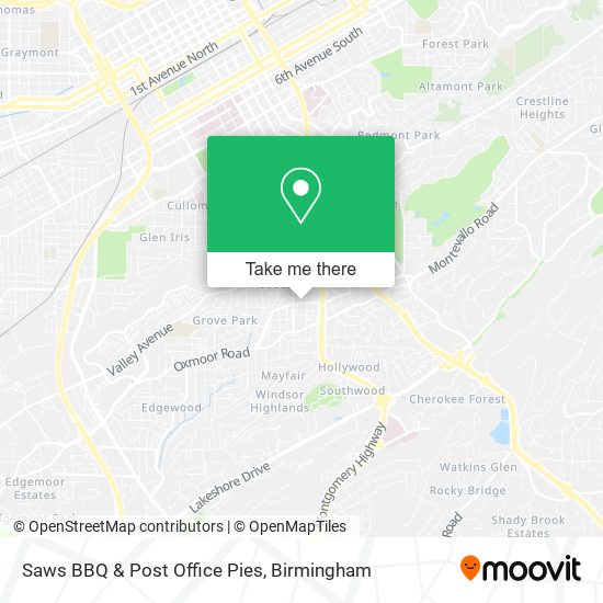 Saws BBQ & Post Office Pies map