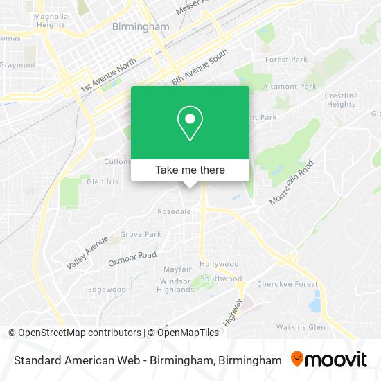 Standard American Web - Birmingham map