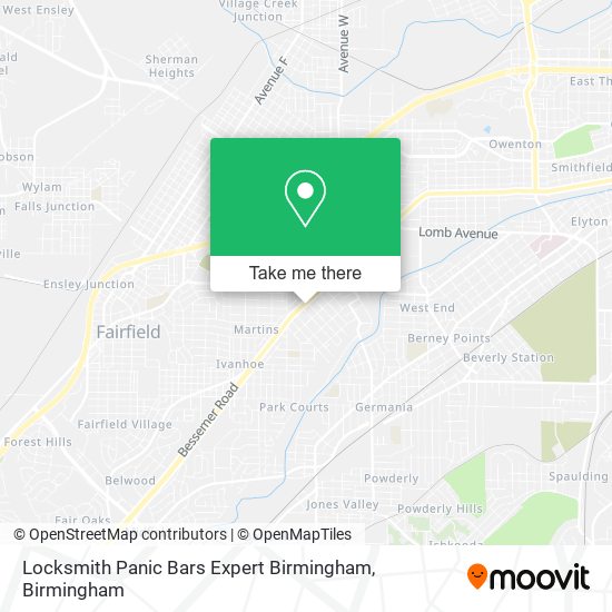 Mapa de Locksmith Panic Bars Expert Birmingham