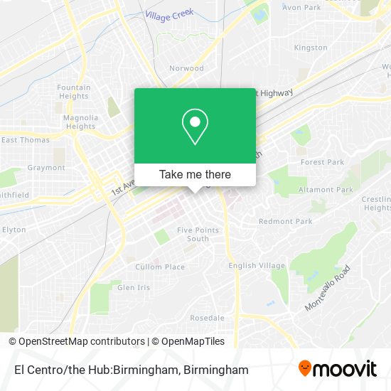 Mapa de El Centro/the Hub:Birmingham