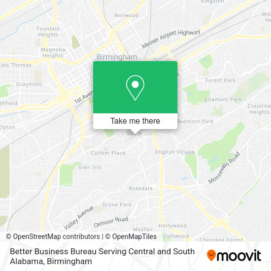 Mapa de Better Business Bureau Serving Central and South Alabama