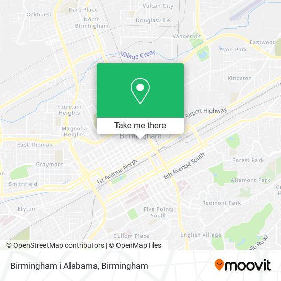 Birmingham i Alabama map