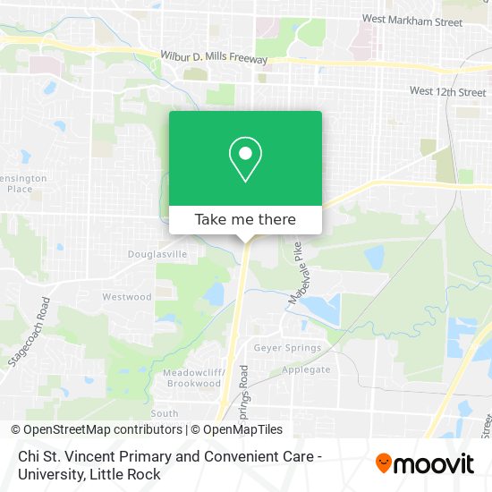Chi St. Vincent Primary and Convenient Care - University map