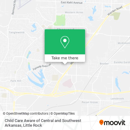 Mapa de Child Care Aware of Central and Southwest Arkansas