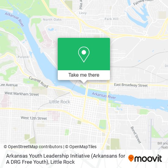 Mapa de Arkansas Youth Leadership Initiative (Arkansans for A DRG Free Youth)