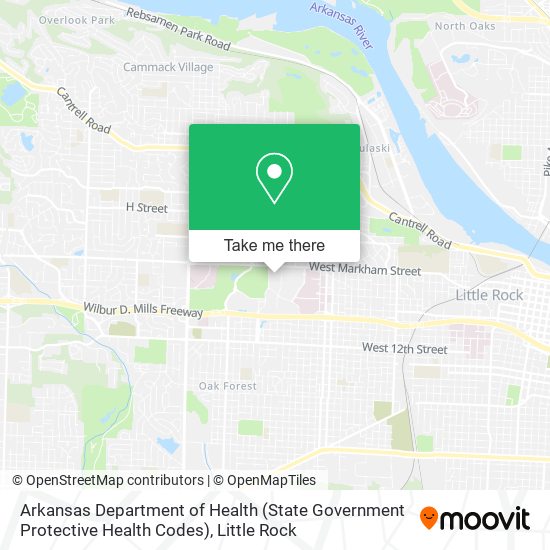 Mapa de Arkansas Department of Health (State Government Protective Health Codes)