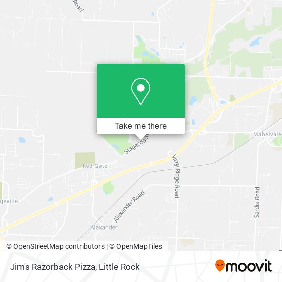 Jim's Razorback Pizza map