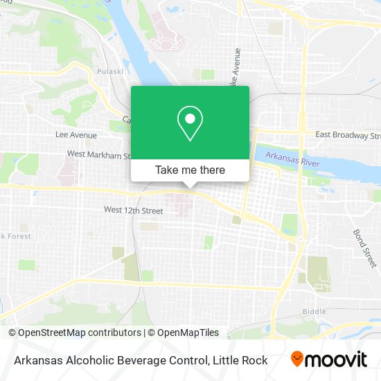 Mapa de Arkansas Alcoholic Beverage Control