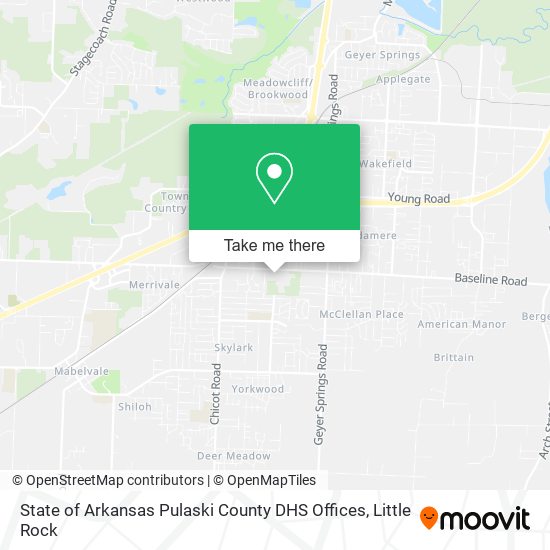 State of Arkansas Pulaski County DHS Offices map