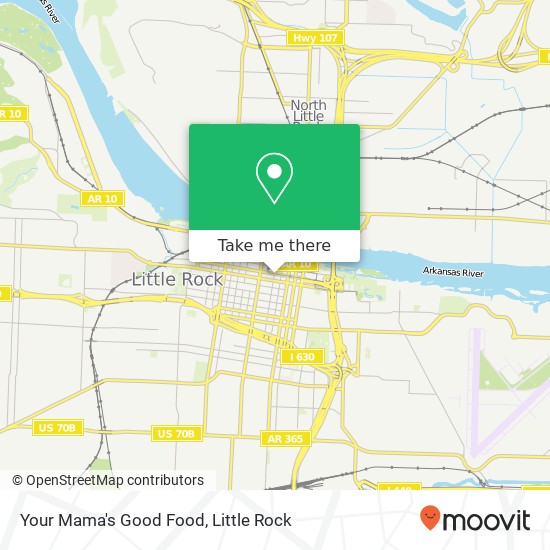 Mapa de Your Mama's Good Food, 215 Center St Little Rock, AR 72201