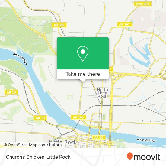 Mapa de Church's Chicken, 2000 Pike Ave North Little Rock, AR 72114