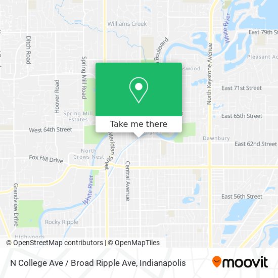N College Ave / Broad Ripple Ave map