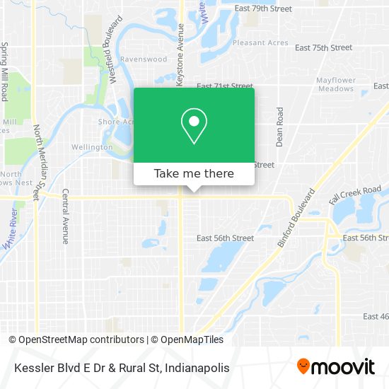 Mapa de Kessler Blvd E Dr & Rural St