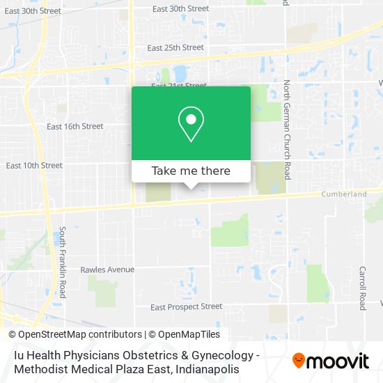 Iu Health Physicians Obstetrics & Gynecology - Methodist Medical Plaza East map