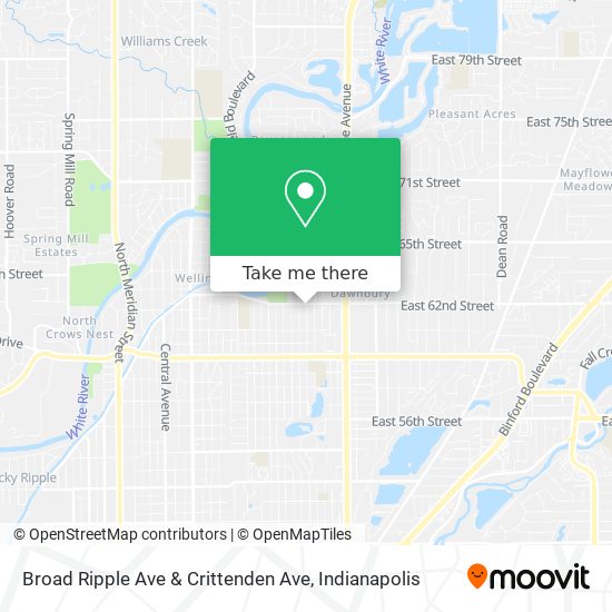 Broad Ripple Ave & Crittenden Ave map