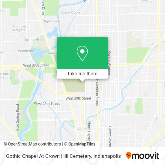 Gothic Chapel At Crown Hill Cemetery map
