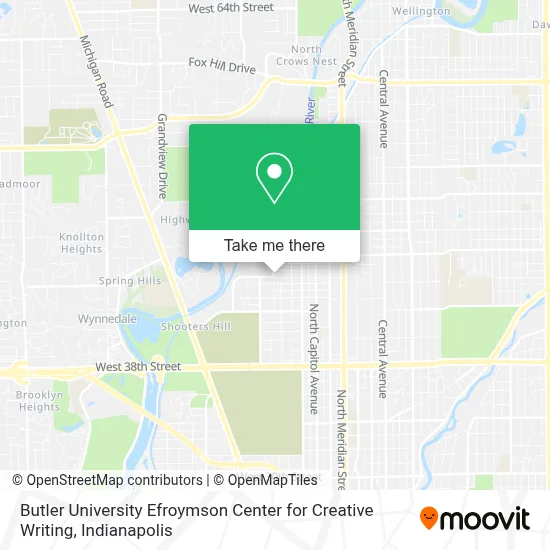 Butler University Efroymson Center for Creative Writing map