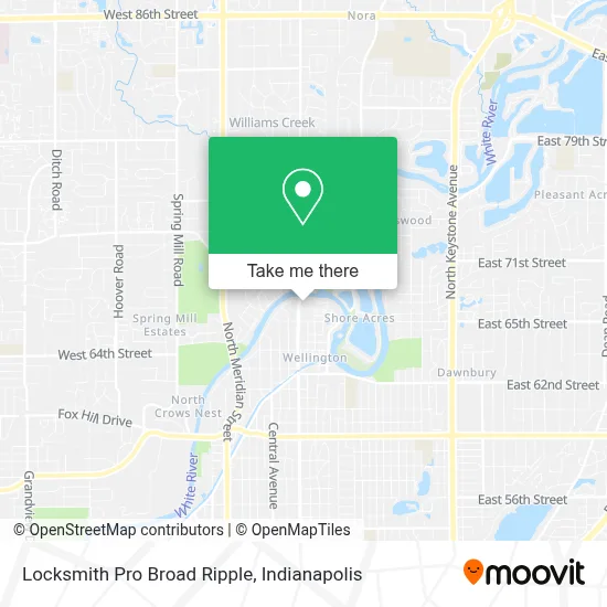 Locksmith Pro Broad Ripple map