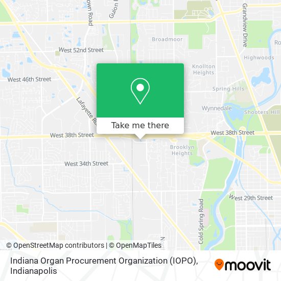 Indiana Organ Procurement Organization (IOPO) map