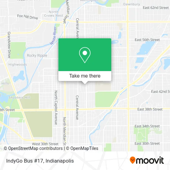 IndyGo Bus #17 map